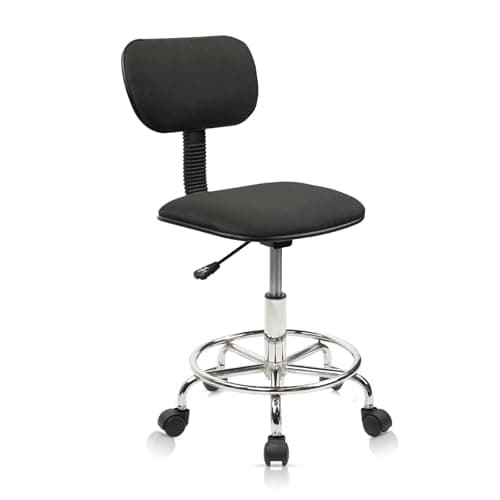 KLASIKA Low Wide Rolling Stool with Backrest
