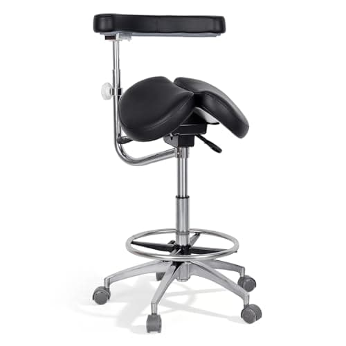 LIMKOMES Split-Seat Saddle Stool with Back, 500 lb