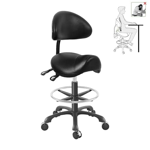 Coceeb Saddle Chair with Backrest and Foot Ring