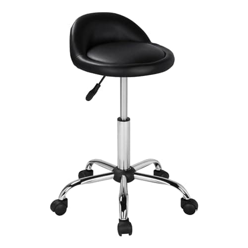 Yaheetech Adjustable Rolling Salon Stool with Backrest
