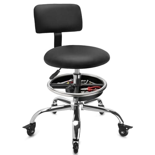 LWADALN 305Y Garage Stool with Adjustable Footrest